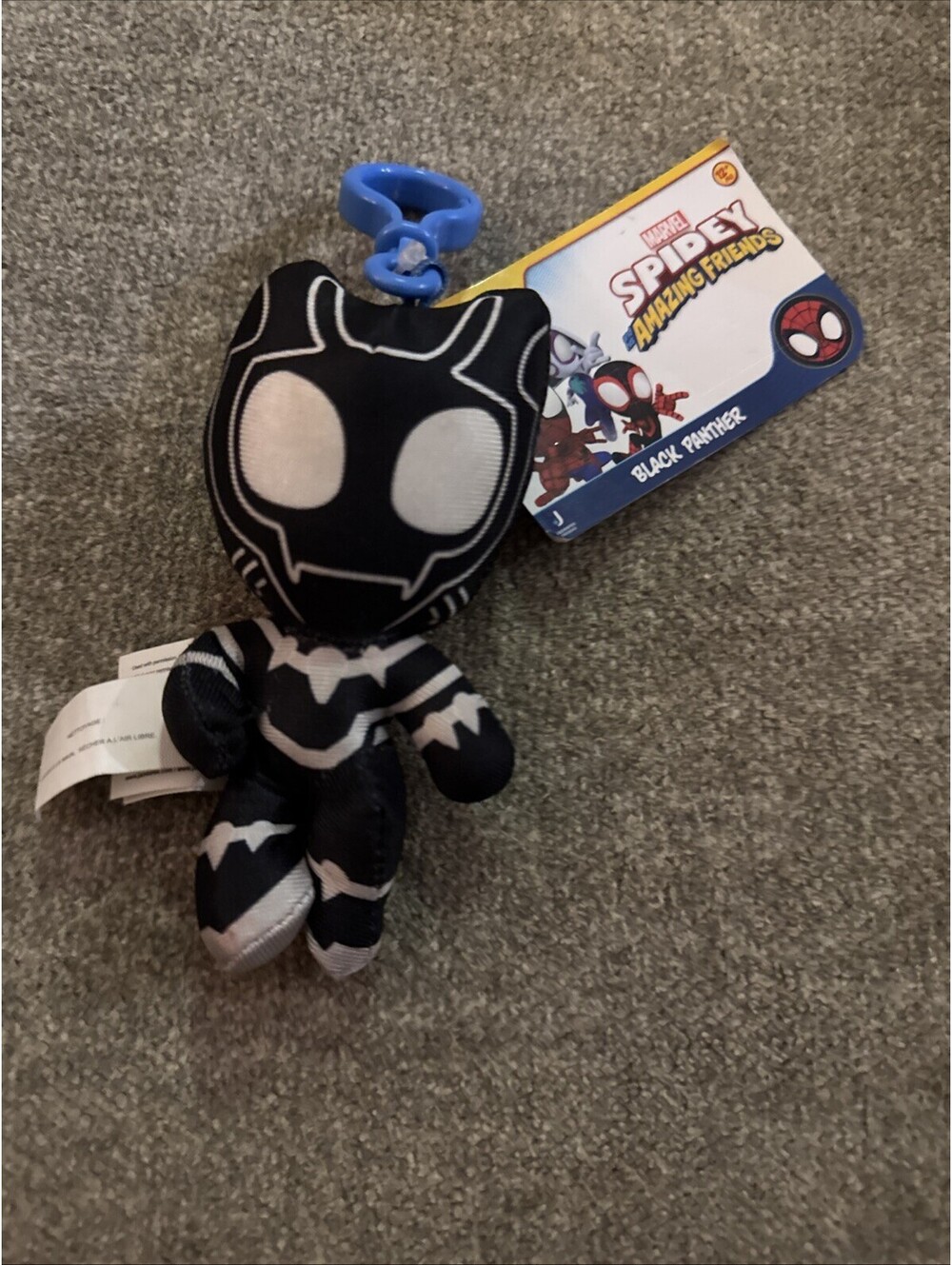 Marvel Spidey & His Amazing Friends "Black Panther" Plush Bag Clip 5" NEW